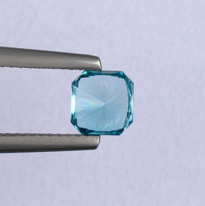 1.54ct Blue Zircon Colored Gemstone Bottom View White Background
