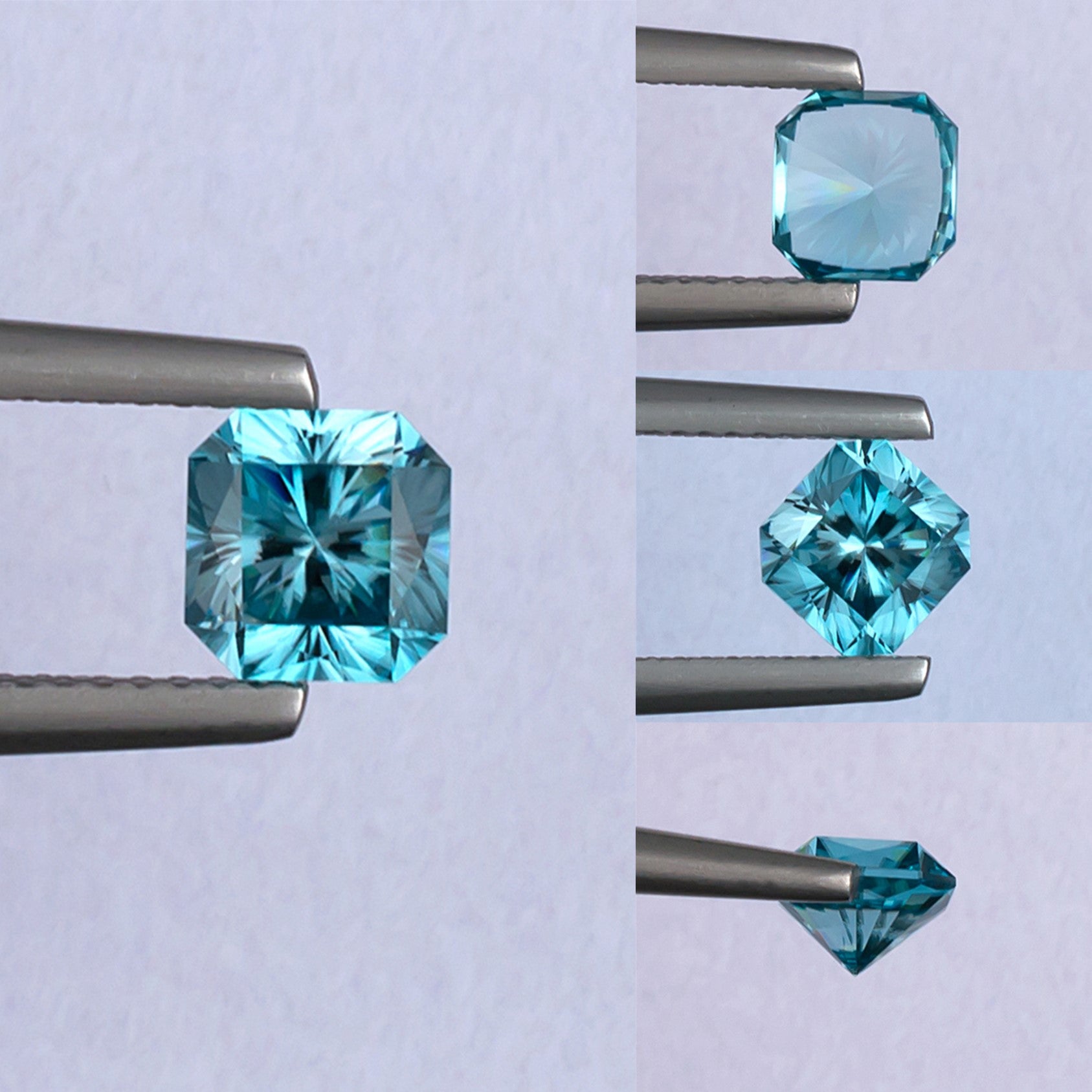1.54ct Blue Zircon Colored Gemstone Collage I 
