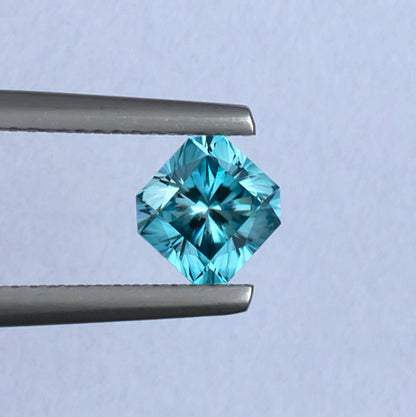 1.54ct Blue Zircon Colored Gemstone Top View White Background
