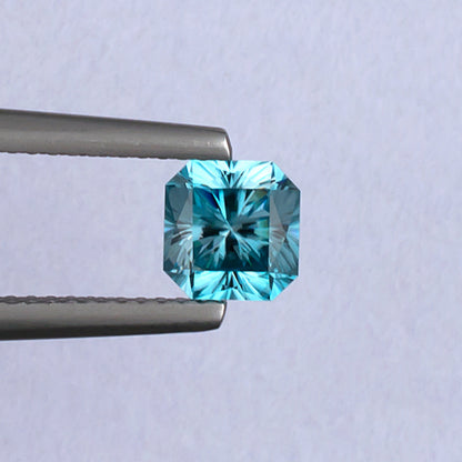 1.54ct Blue Zircon Colored Gemstone Top View White Background
