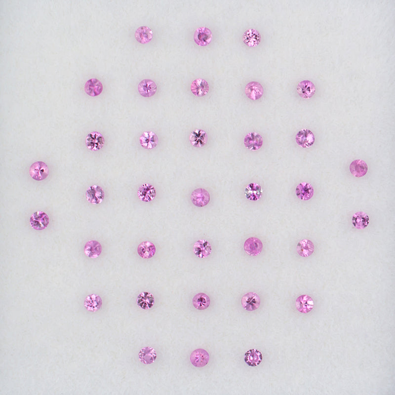 1.70mm Pink Sapphire Colored Gemstone Melee Parcel Top View White Background
