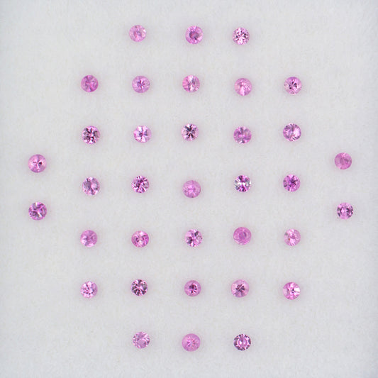 1.70mm Pink Sapphire Colored Gemstone Melee Parcel Top View White Background
