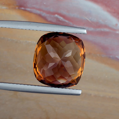11.66ct Precious Topaz Colored Gemstone Bottom View Natural Background 
