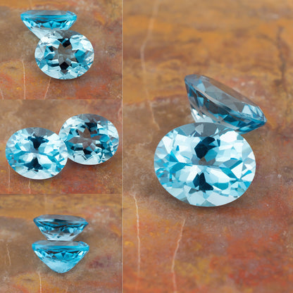 11.87twt Blue Topaz Colored Gemstone Pair Collage 
