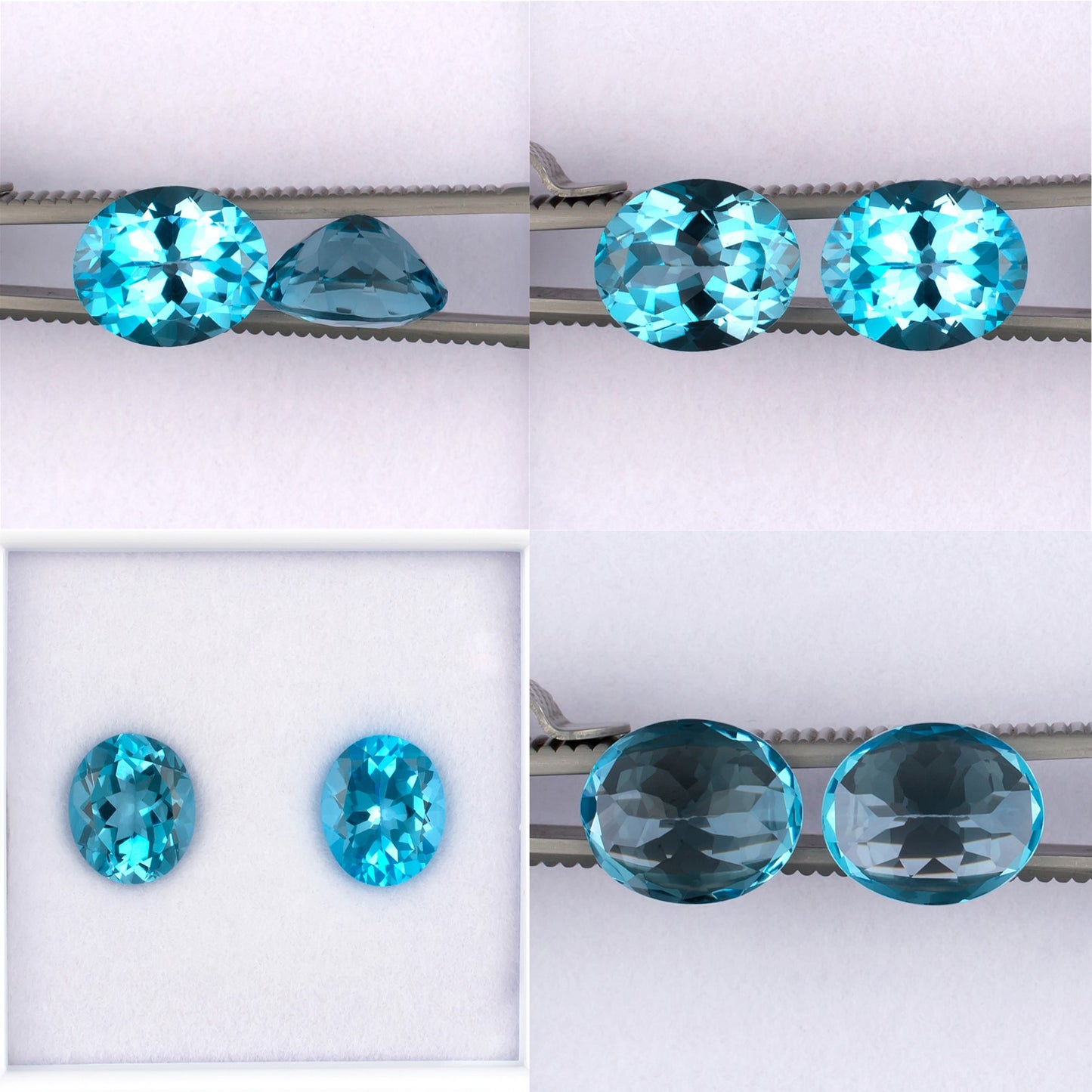 11.87twt Blue Topaz Colored Gemstone Pair Collage II 
