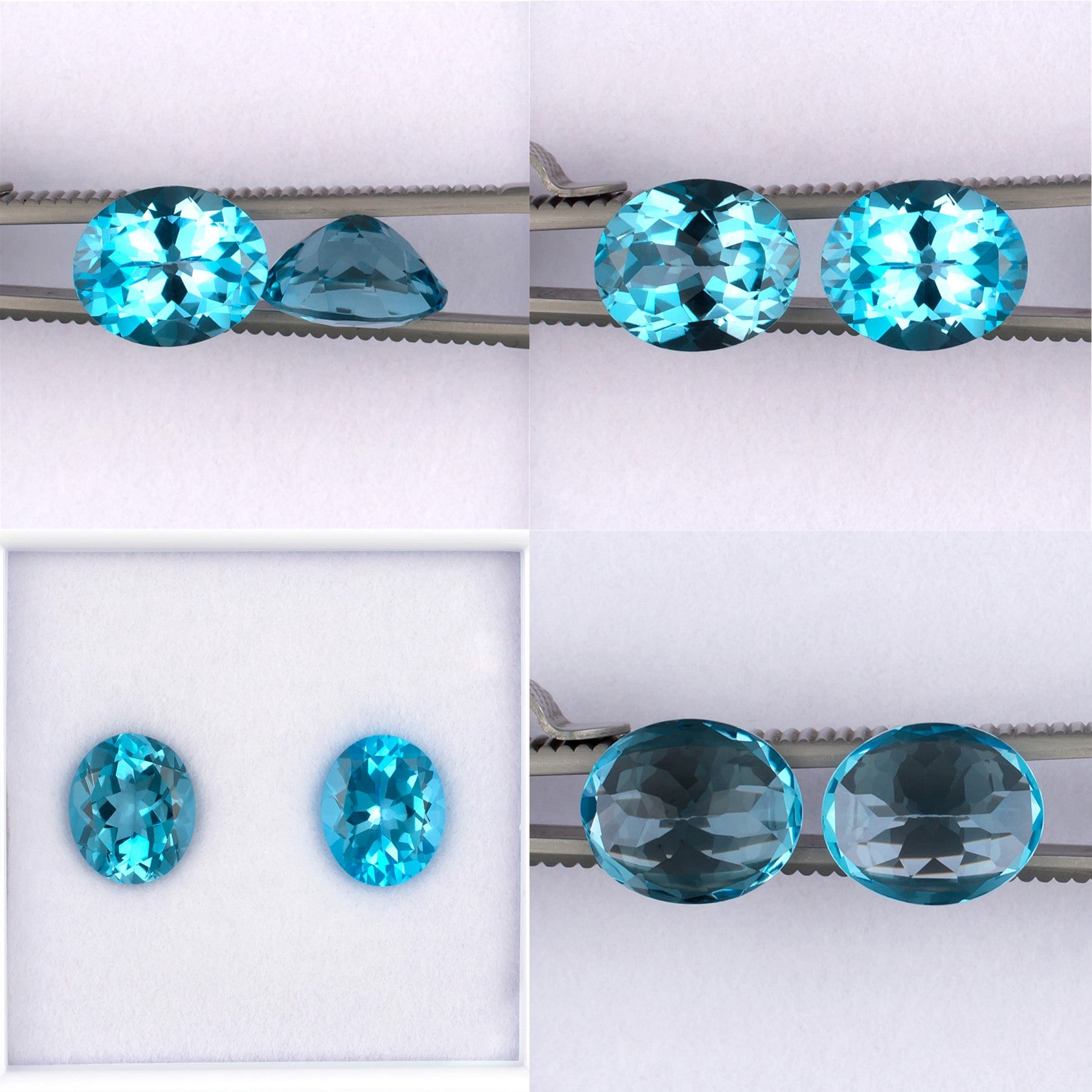 11.87twt Blue Topaz Colored Gemstone Pair Collage II 
