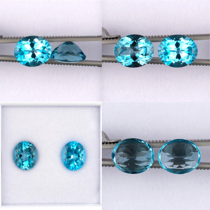 11.87twt Blue Topaz Colored Gemstone Pair Collage II 
