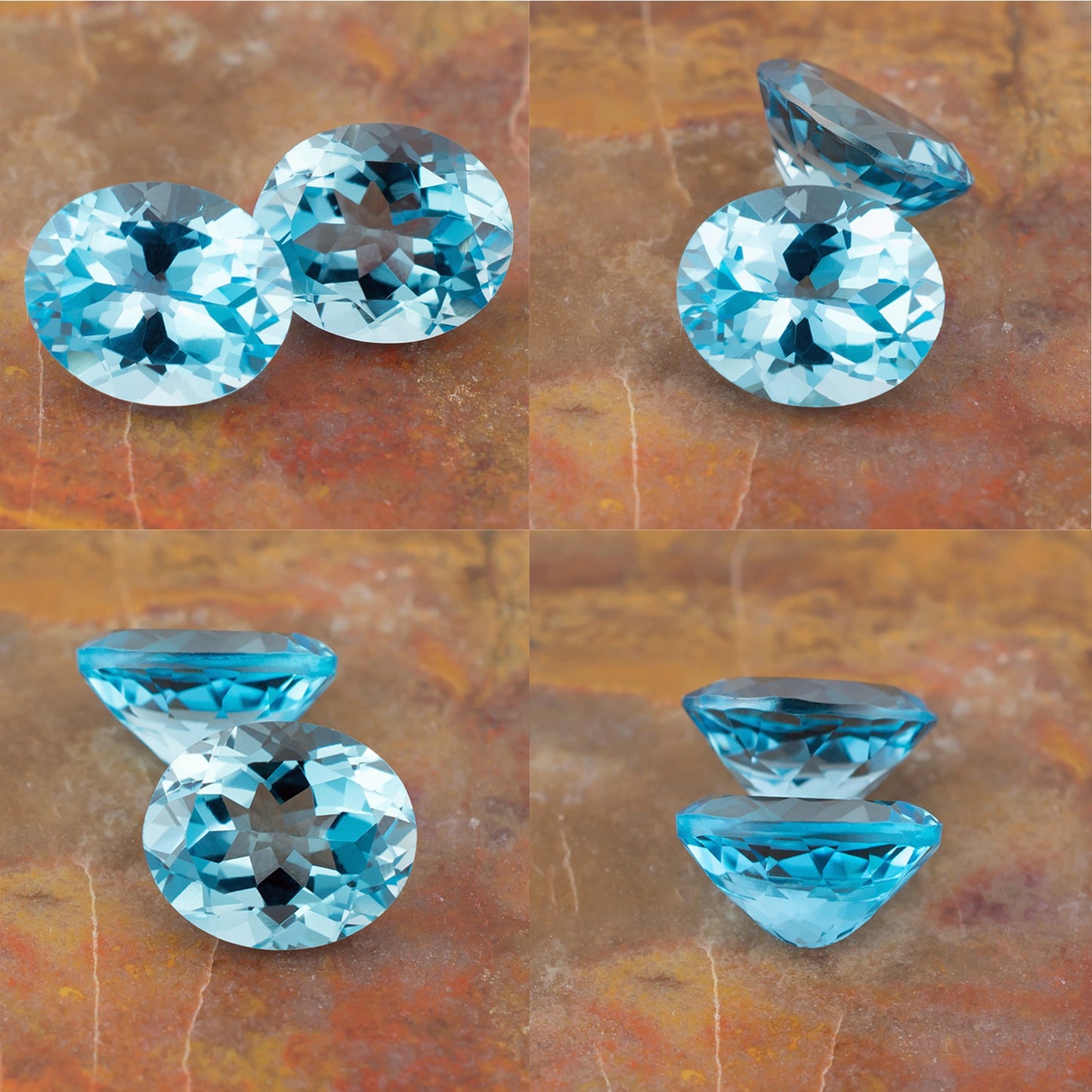 11.87twt Blue Topaz Colored Gemstone Pair Collage
