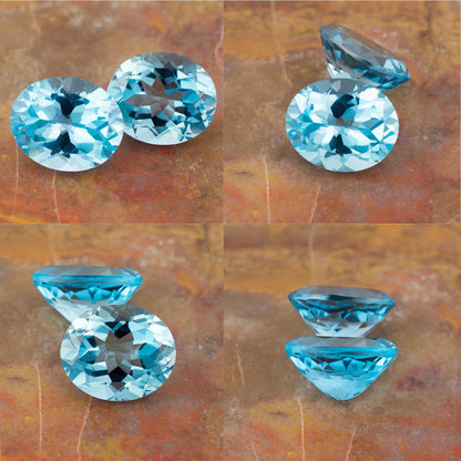 11.87twt Blue Topaz Colored Gemstone Pair Collage
