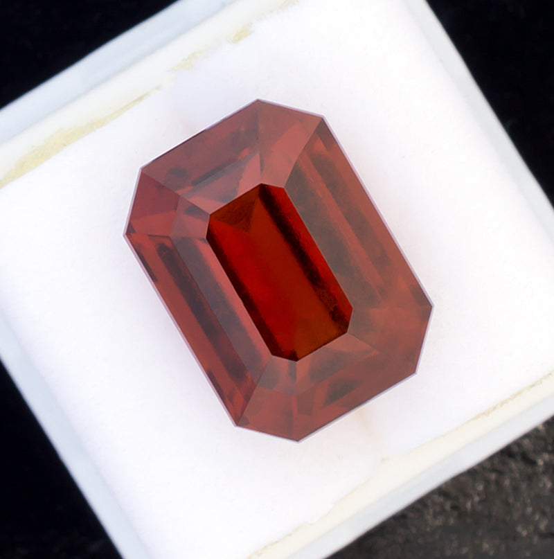 12.02ct Hessonite Garnet Colored Gemstone Top View White Background