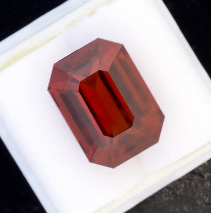 12.02ct Hessonite Garnet Colored Gemstone Top View White Background