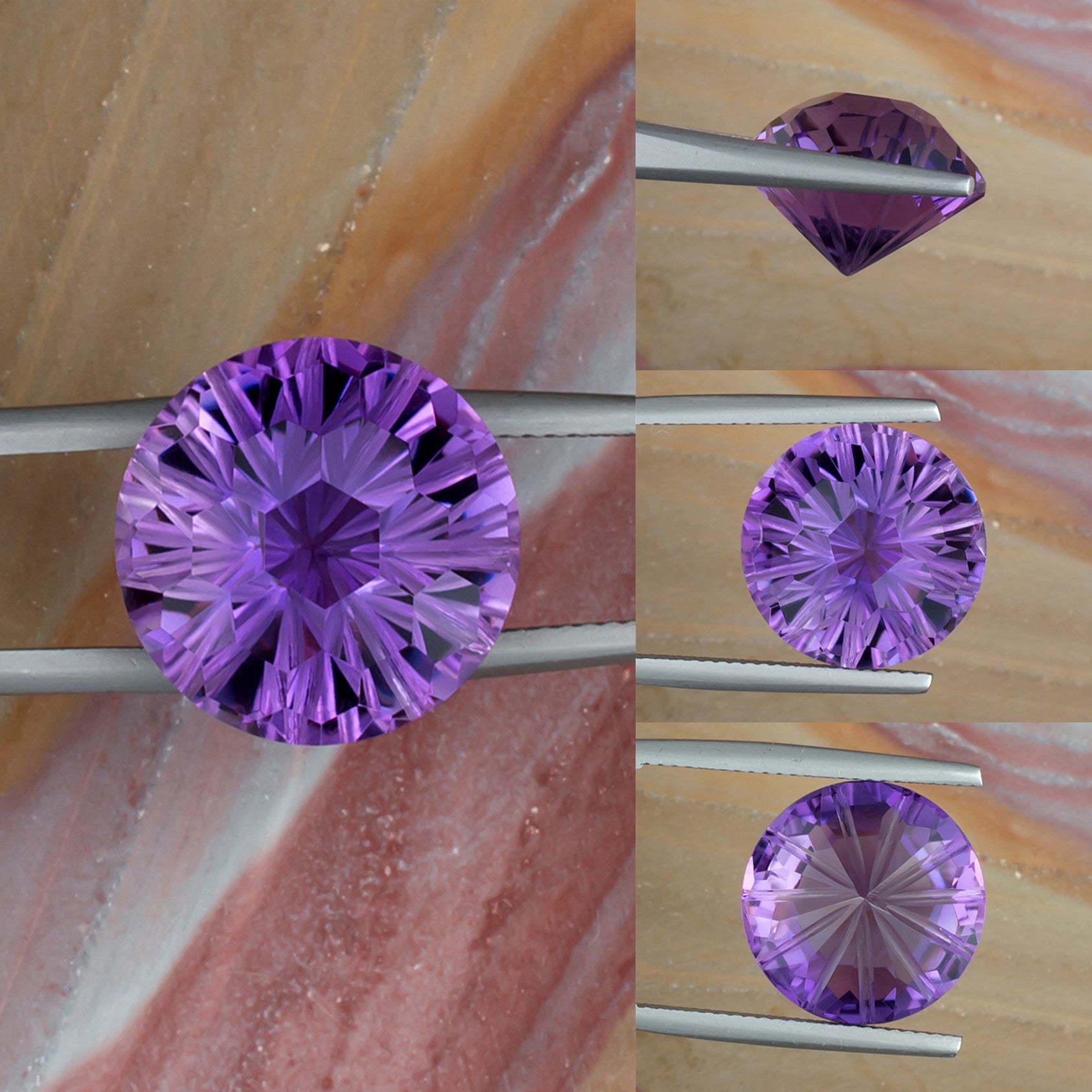12.20ct Amethyst Colored Gemstone Collage I 
