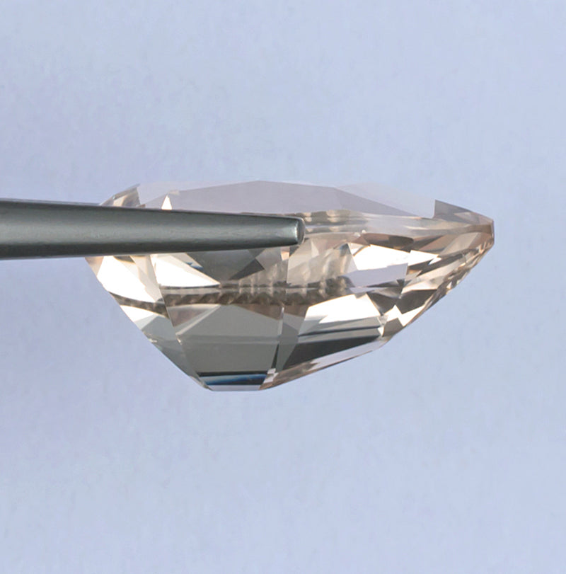 12.64ct Morganite Colored Gemstone Side View White Background 
