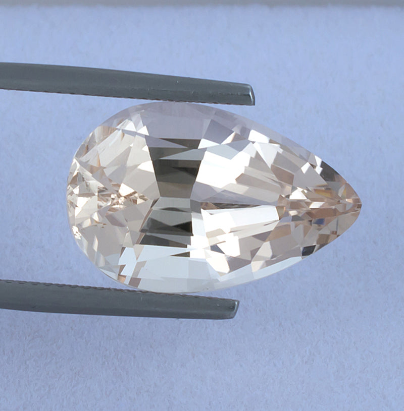 12.64ct Morganite Colored Gemstone Top View White Background 
