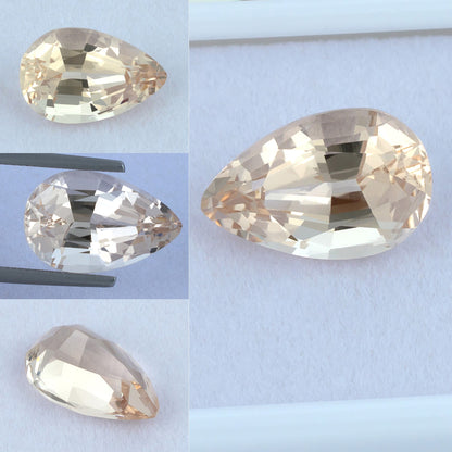 12.64ct Morganite Colored Gemstone White Background Collage 
