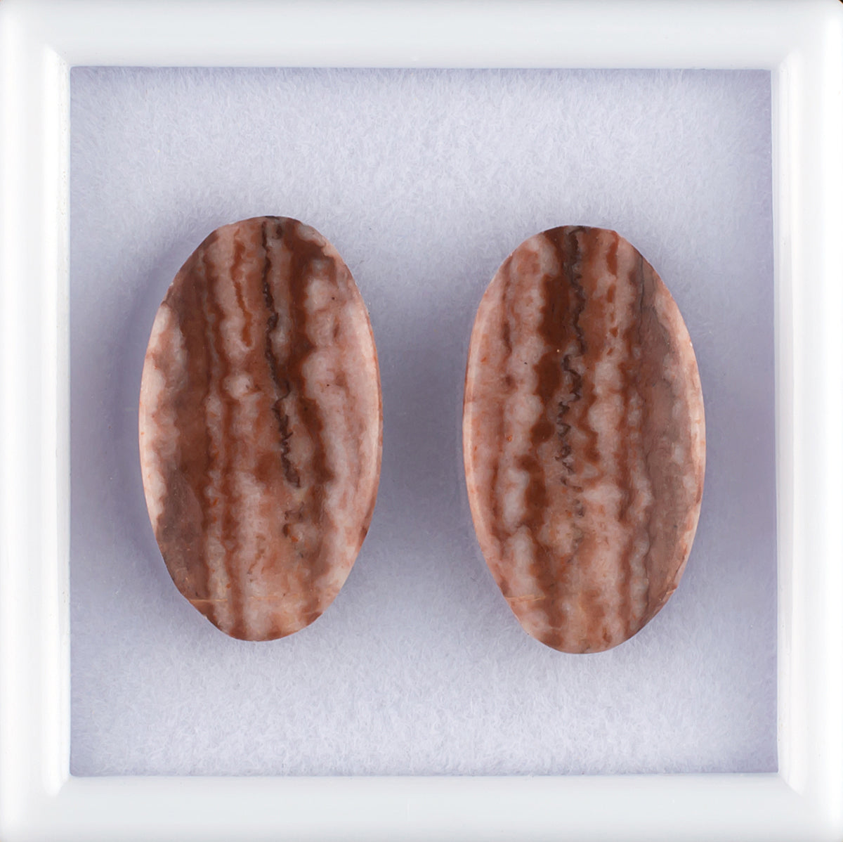 15.73twt Coconut Jasper Colored Gemstone Pair Top and Bottom View 
