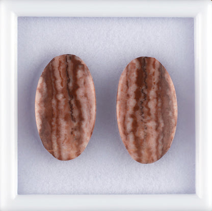 15.73twt Coconut Jasper Colored Gemstone Pair Top and Bottom View 
