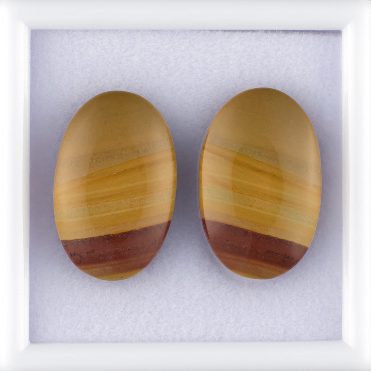 17.48twt Owyhee Picture Jasper Colored Gemstone Pair Top View White Background
