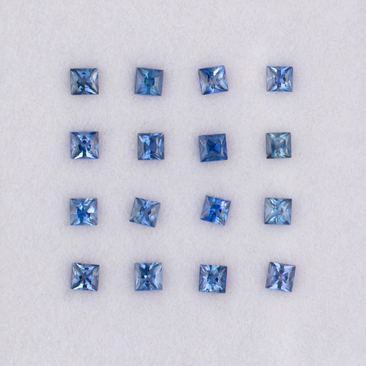 2.00mm Blue Sapphire Colored Gemstone Melee Parcel Top View White Background
