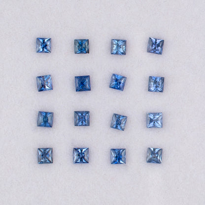 2.00mm Blue Sapphire Colored Gemstone Melee Parcel Top View White Background
