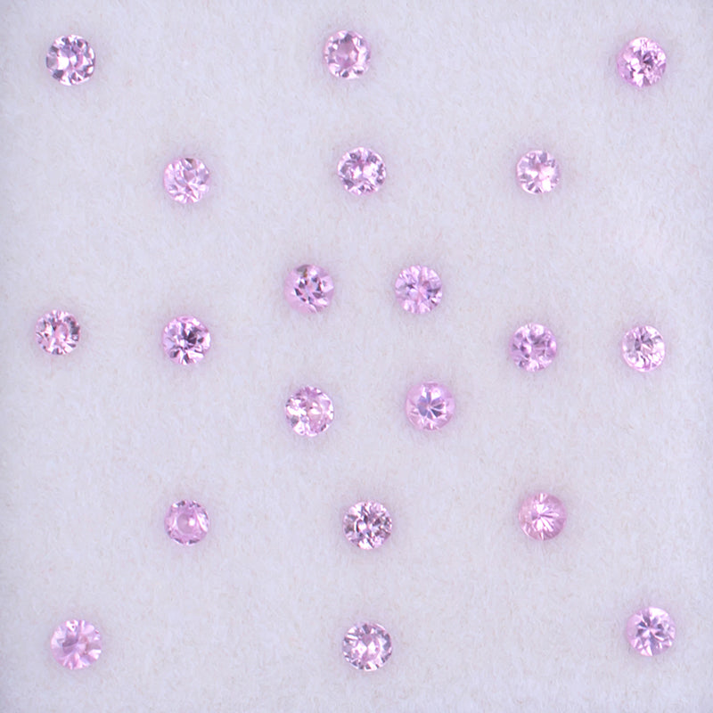 2.00mm Pink Sapphire Colored Gemstone Melee Parcel Top View White Background

