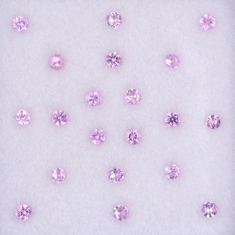 2.00mm Pink Sapphire Colored Gemstone Melee Parcel Top View White Background
