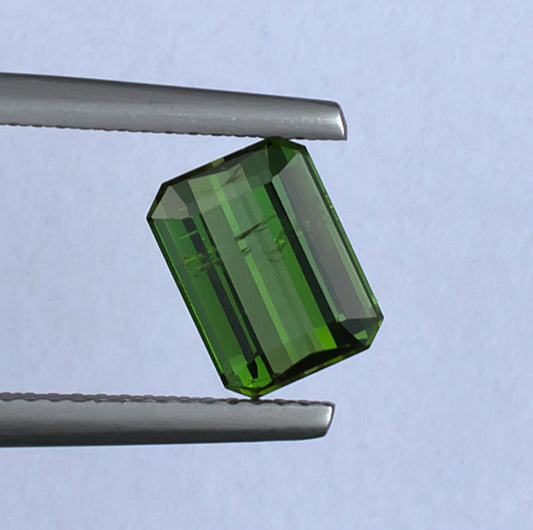 2.05ct Green Tourmaline Colored Gemstone Top View White Background 
