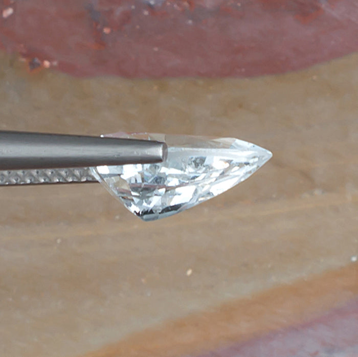 2.08ct Aquamarine Colored Gemstone Side View Natural Background 
