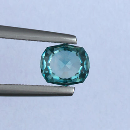 2.19ct Blue Zircon Colored Gemstone Bottom View White Background 

