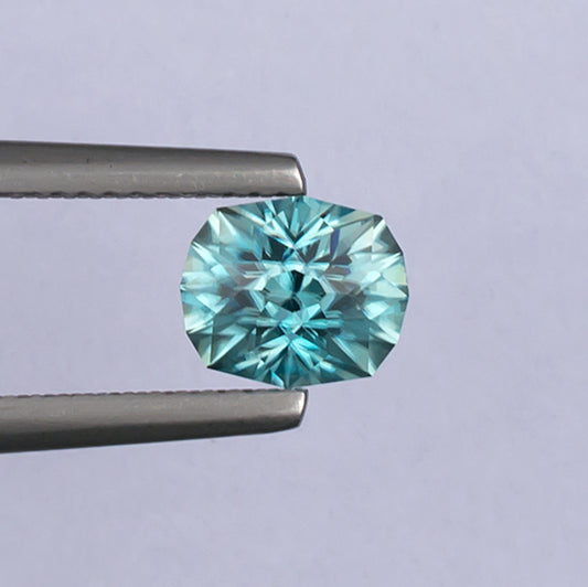 2.19ct Blue Zircon Colored Gemstone Top View White Background 
