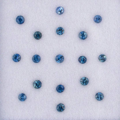 2.20mm Blue Sapphire Colored Gemstone Melee Parcel Top View White Background
