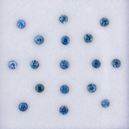 2.20mm Blue Sapphire Colored Gemstone Melee Parcel Top View White Background
