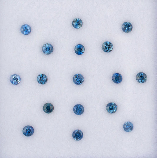 2.20mm Blue Sapphire Colored Gemstone Melee Parcel Top View White Background
