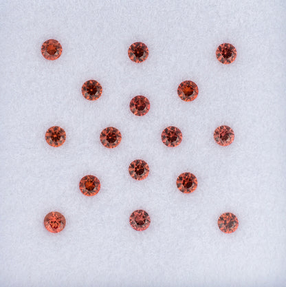 2.20mm Orange Sapphire Colored Gemstone Melee Parcel Top View White Background
