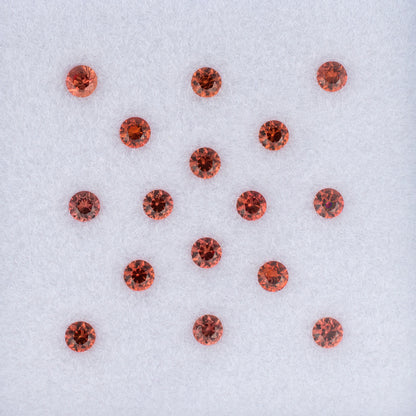 2.20mm Orange Sapphire Colored Gemstone Melee Parcel Top View White Background

