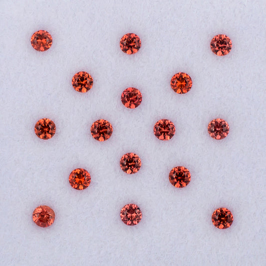 2.20mm Orange Sapphire Colored Gemstone Melee Parcel Top View White Background

