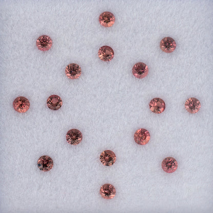 2.30mm Orange Sapphire Colored Gemstone Melee Parcel Top View White Background 
