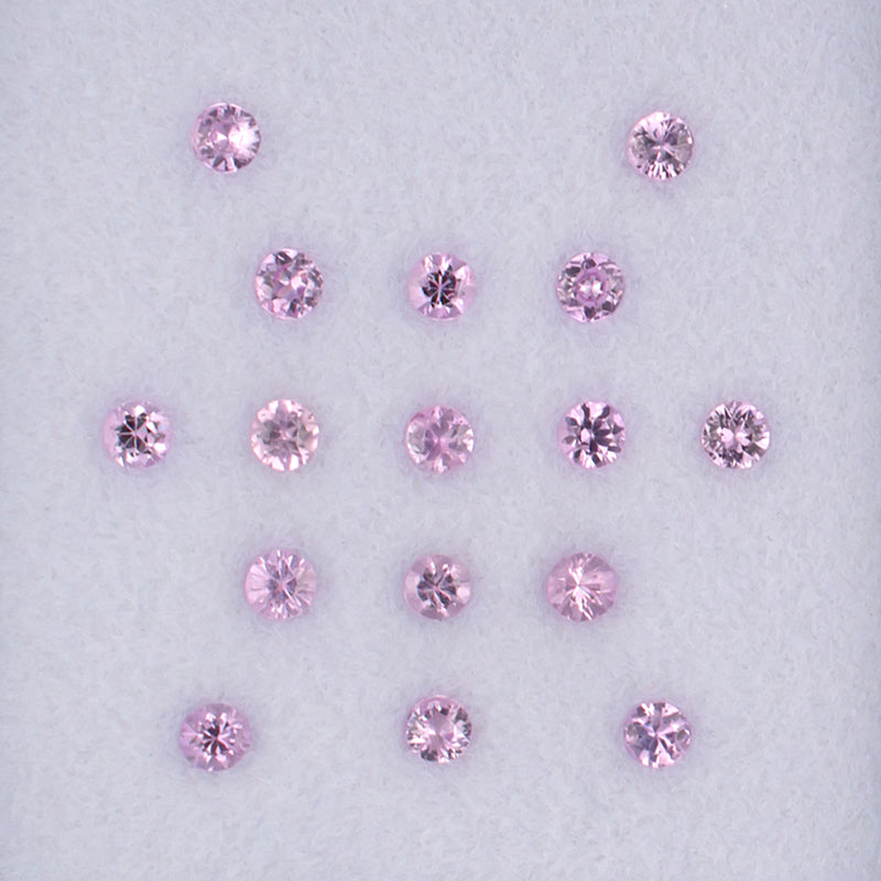 2.30mm Pink Sapphire Colored Gemstone Melee Parcel Top View White Background 
