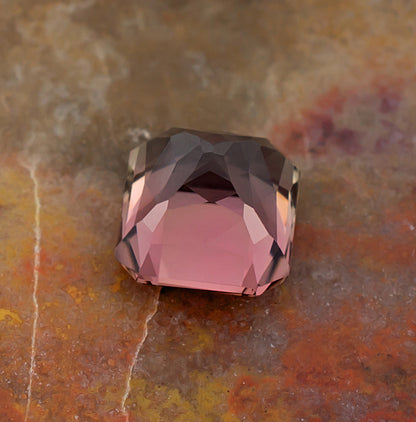 2.42ct Pink Tourmaline Colored Gemstone Bottom View Natural Background
