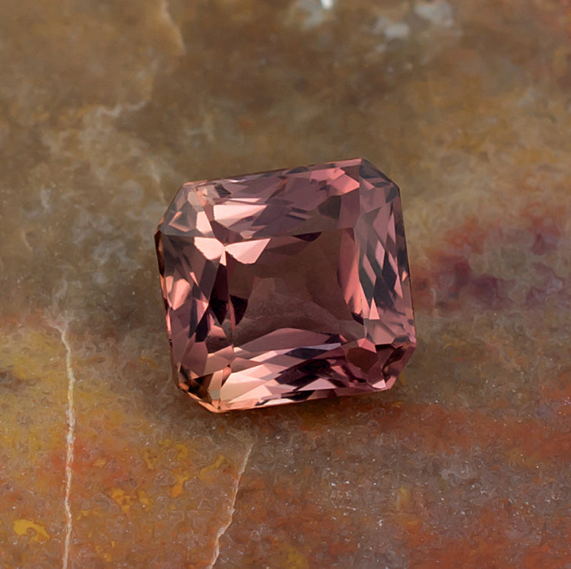 2.42ct Pink Tourmaline Colored Gemstone Crown View Natural Background
