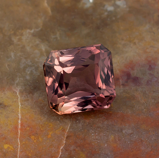 2.42ct Pink Tourmaline Colored Gemstone Crown View Natural Background
