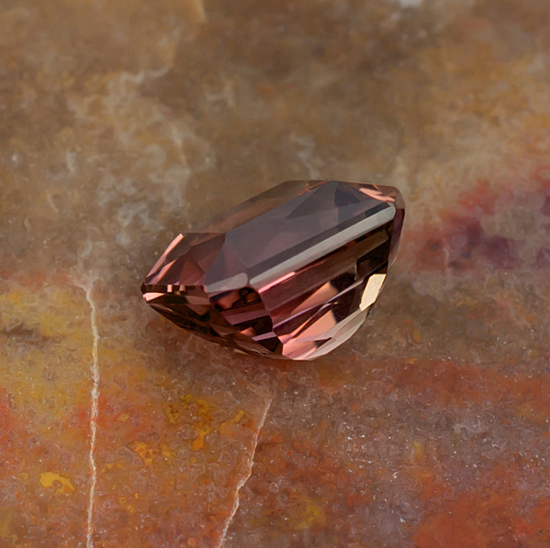 2.42ct Pink Tourmaline Colored Gemstone Side View Natural Background

