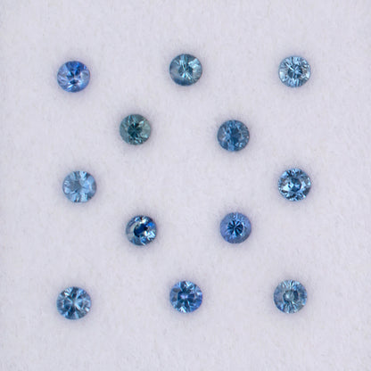 2.50mm Blue Sapphire Colored Gemstone Melee Parcel Top View White Background
