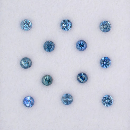 2.50mm Blue Sapphire Colored Gemstone Melee Parcel Top View White Background
