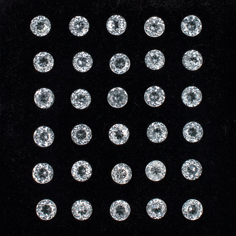 2.70mm White Topaz Gemstone Melee Parcel Top View Black Background
