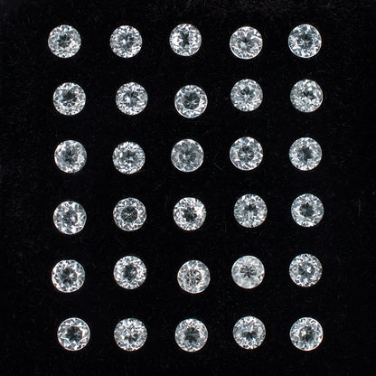 2.70mm White Topaz Gemstone Melee Parcel Top View Black Background
