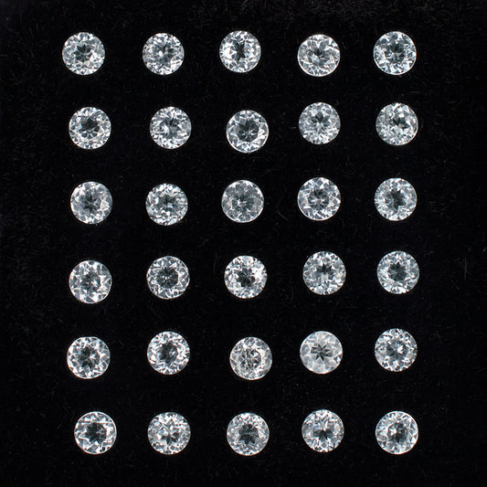 2.70mm White Topaz Gemstone Melee Parcel Top View Black Background
