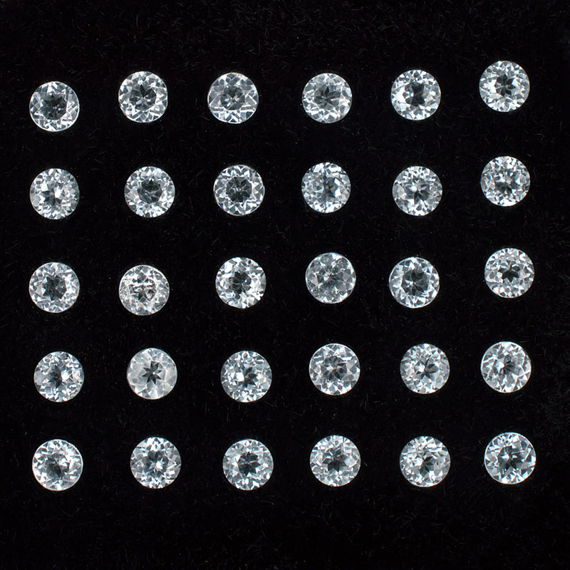 2.70mm White Topaz Gemstone Melee Parcel Top View Black Background
