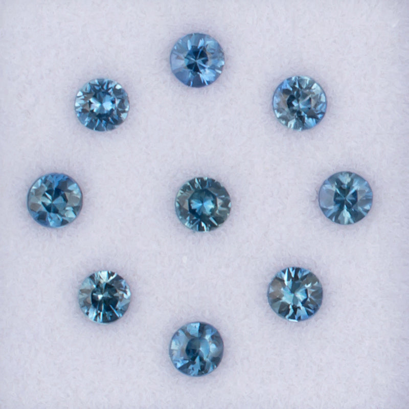 2.80mm Blue Sapphire Colored Gemstone Melee Parcel Top View White Background
