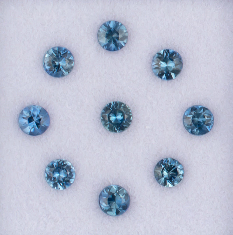 2.80mm Blue Sapphire Colored Gemstone Melee Parcel Top View White Background
